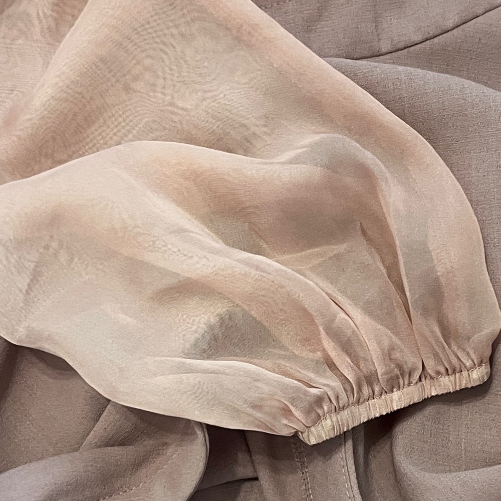 L'ATISTE Mauve Dress with Sheer Pink Sleeves - Picture 6 of 10